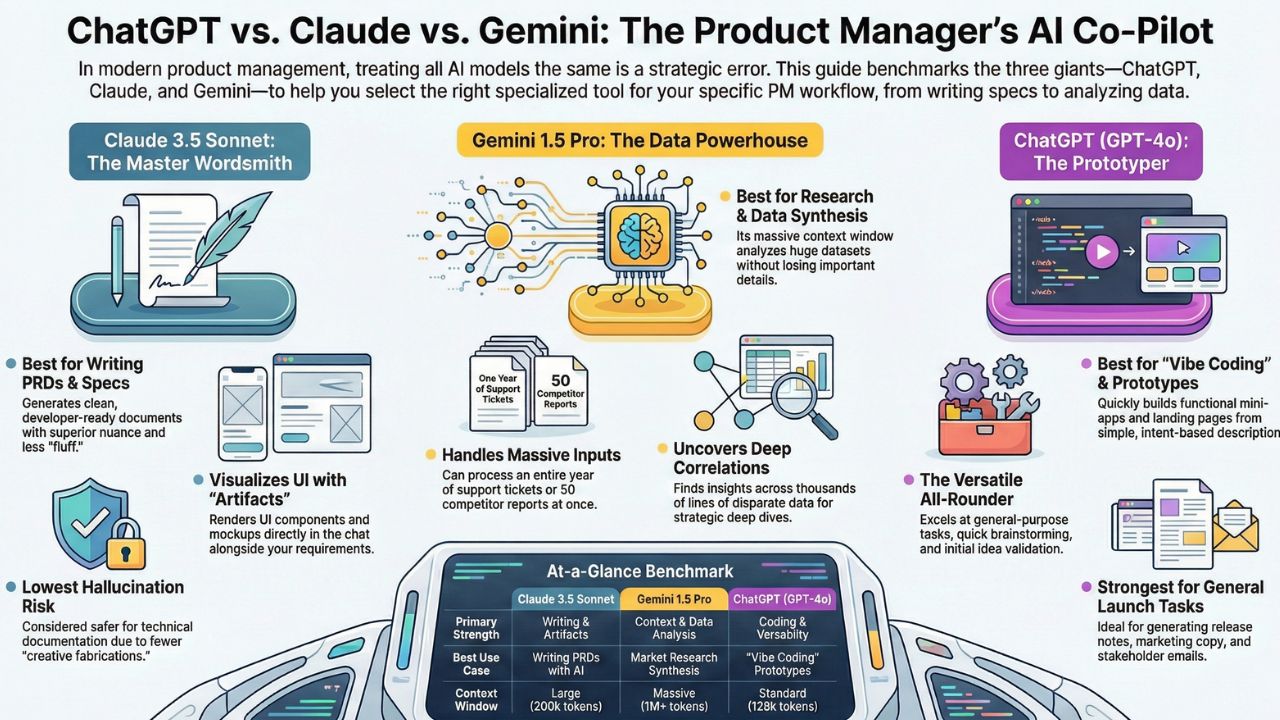 Comparison of ChatGPT, Claude, and Gemini for Product Management