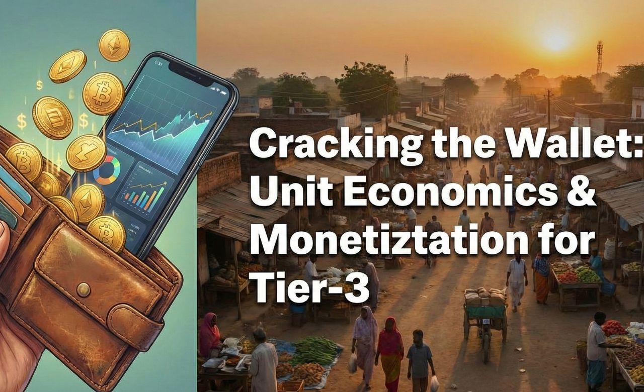 A graphical representation of sachet pricing and assisted commerce models for Tier-3 markets.