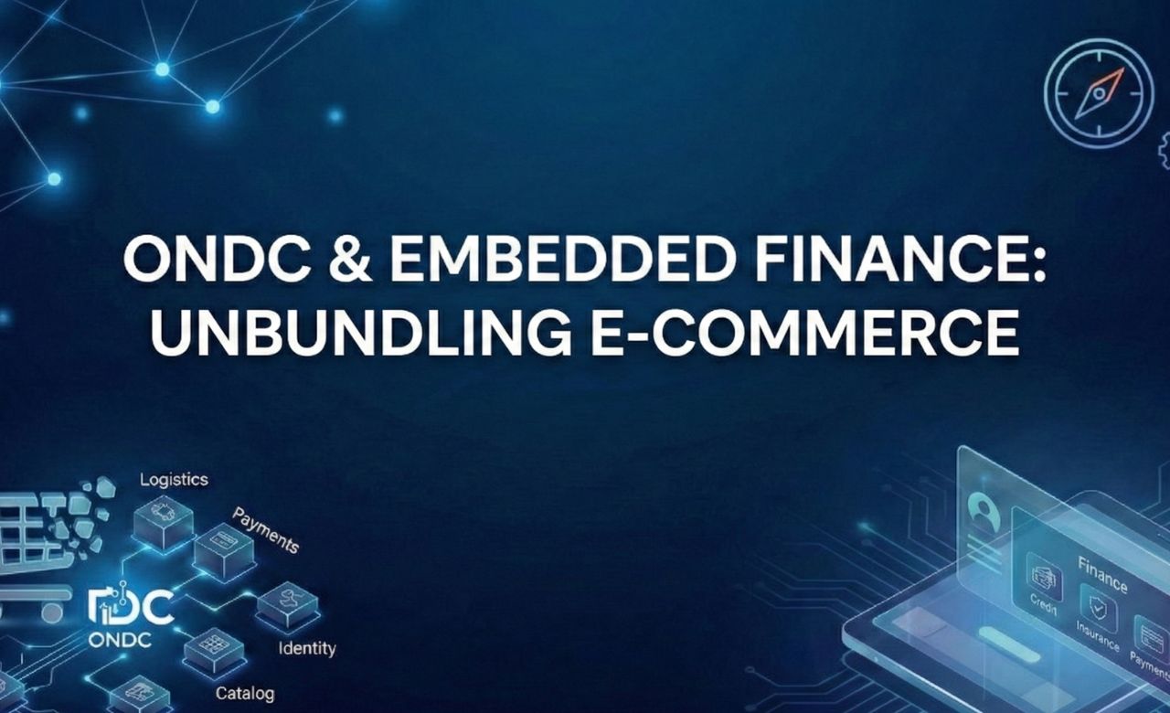 A graphical representation of ONDC and Embedded Finance ecosystem.