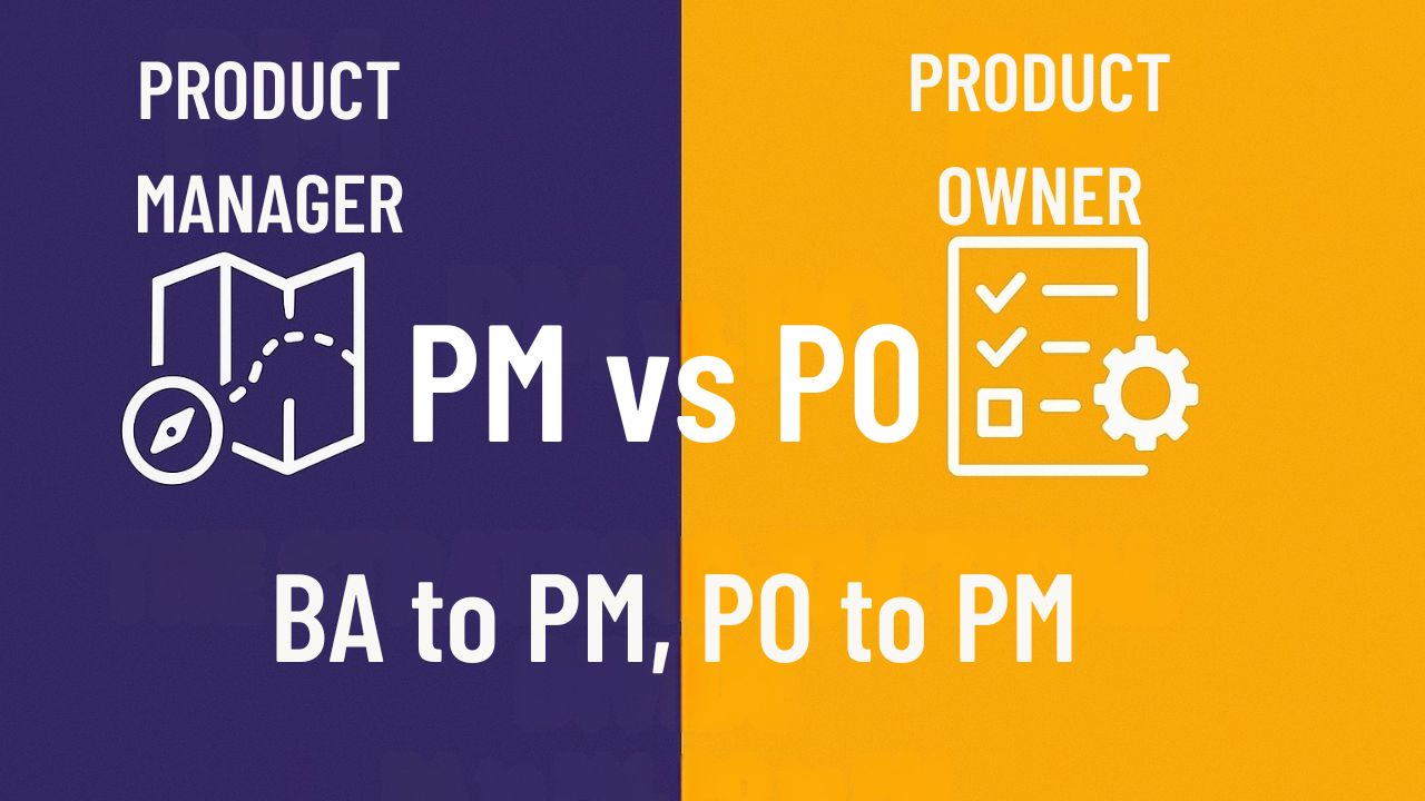 Infographic comparing Product Manager (Strategic) and Product Owner (Tactical) roles