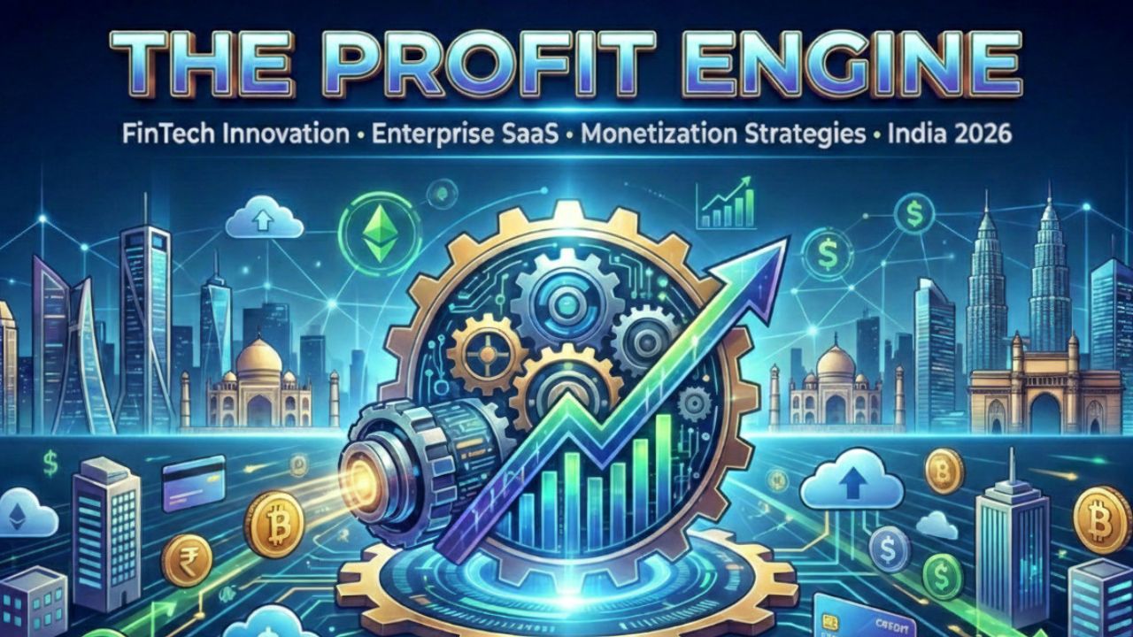 A graphical representation of a profit engine integrating finance, SaaS, and monetization strategies, symbolizing B2B SaaS revenue growth.